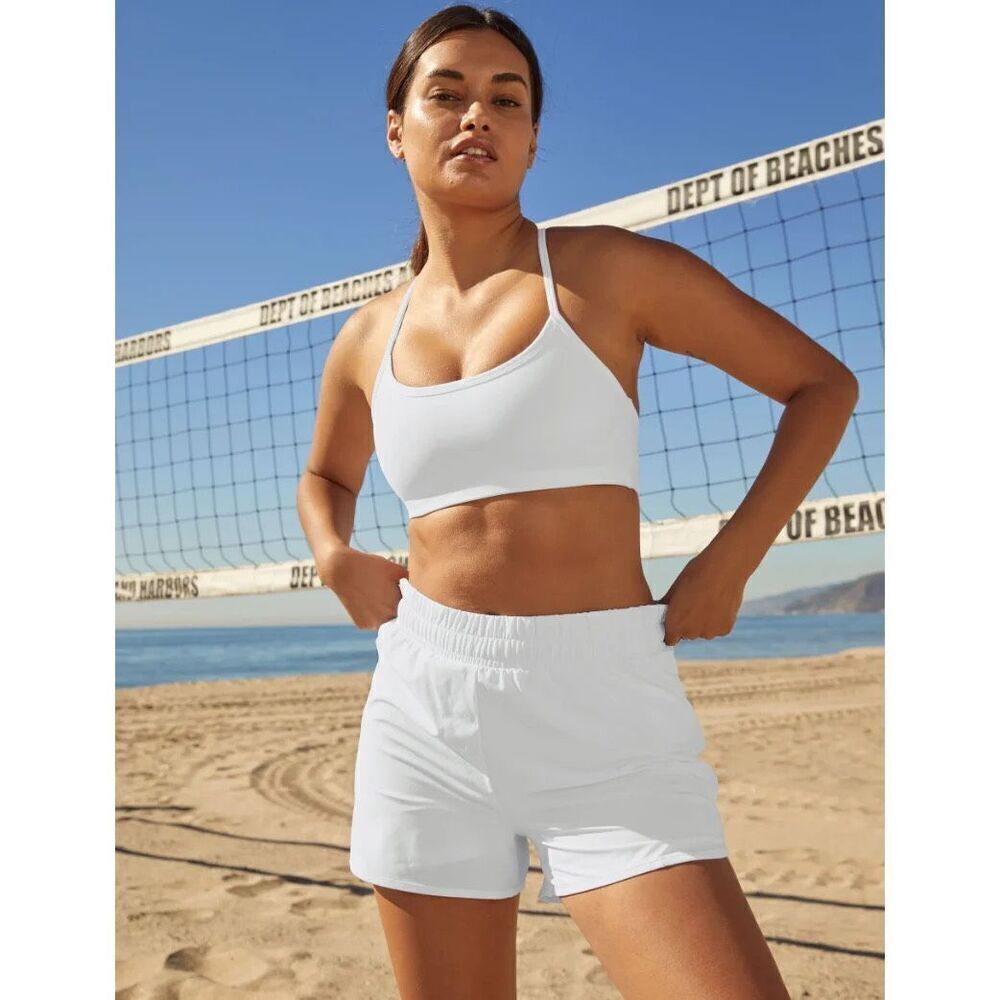 Beyond Yoga White Stride Lined Shorts Size S